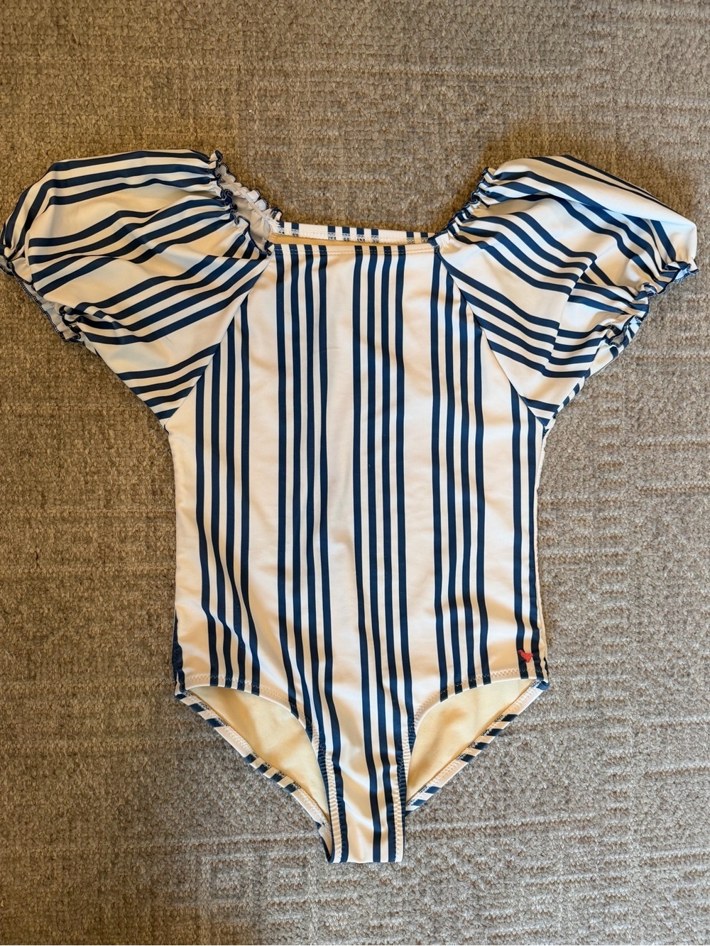 EUC Pink Chicken girls Blue & Cream Striped Swim One-Piece size 12